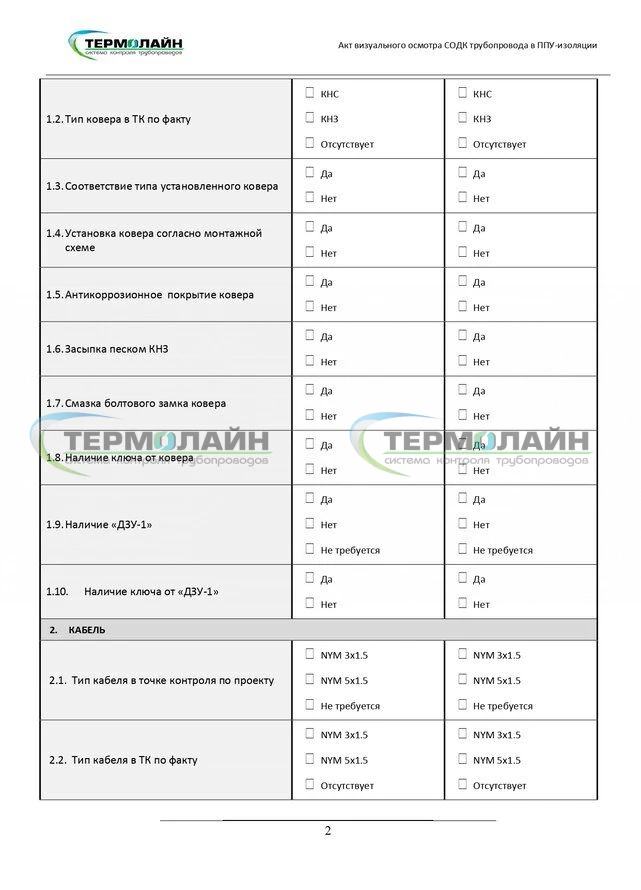 Акт визуального осмотра СОДК